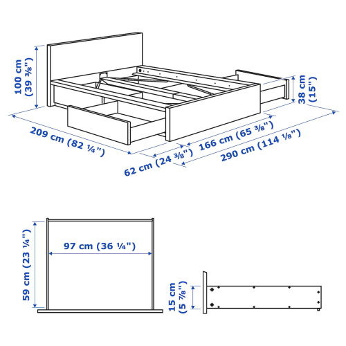 Malm low bed frame dimensions top